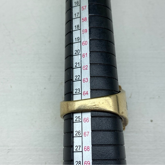 Vintage 10k Yellow Gold IHS Obsidian Mens Ring With Diamond Center Size 11 - Picture 6 of 16